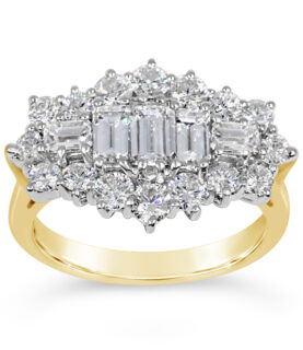 BAGUETTE + ROUND CLUSTER RING