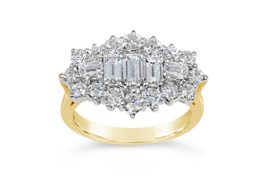 BAGUETTE + ROUND CLUSTER RING