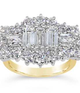 5 BAGUETTE + ROUND DIAMOND CLUSTER RING