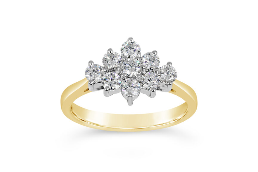 9 Stone Diamond Cluster Ring