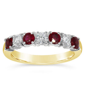 4 RUBY + 3 STONE DIAMOND RING