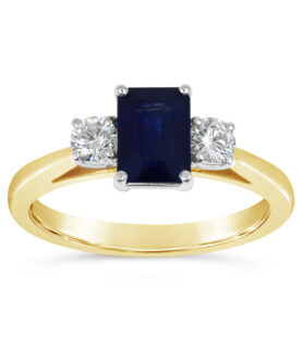 3 STONE SAPPHIRE/DIAMOND RING 