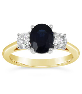 3 STONE SAPPHIRE/DIAMOND RING