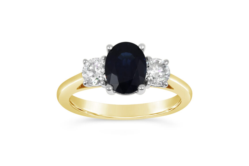 3 STONE SAPPHIRE/DIAMOND RING