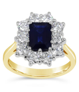 OCTAGON SAPPHIRE + DIAMOND CLUSTER RING