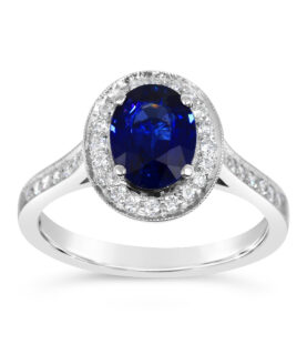OVAL MILGRAIN CLAW SET SAPPHIRE CENTRE RING