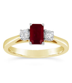 3 STONE RUBY/DIAMOND RING