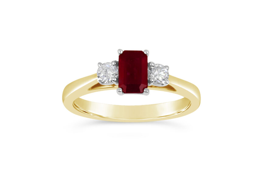 3 STONE RUBY/DIAMOND RING