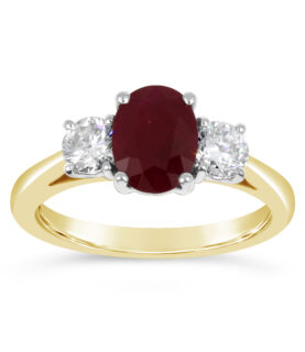 3 STONE RUBY/DIAMOND RING