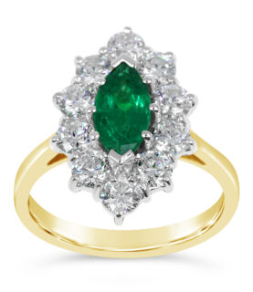 EMERALD MARQUISE  10 DIAS CLUSTER RING