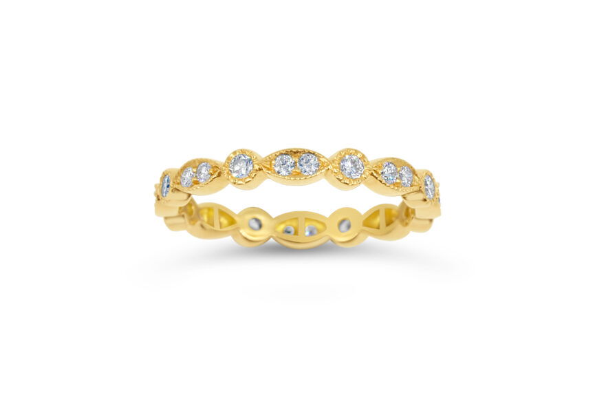 FULL PAVE M/GRAIN DIAMOND WEDDING RING