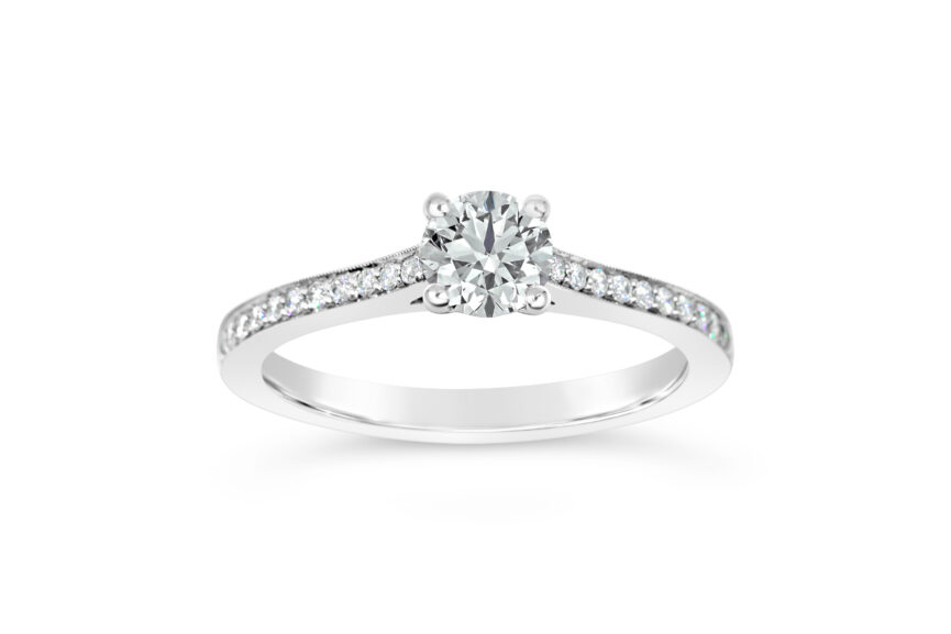 ROUND SINGLE STONE MICRO SHOULDERS RING(WRF)