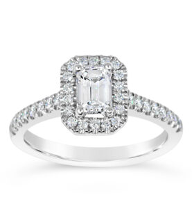 Emerald Cut Single stone Micro Halo/Shoulders - (WRF)