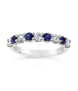 4 SAPPHIRE + 3 STONE DIAMOND RING