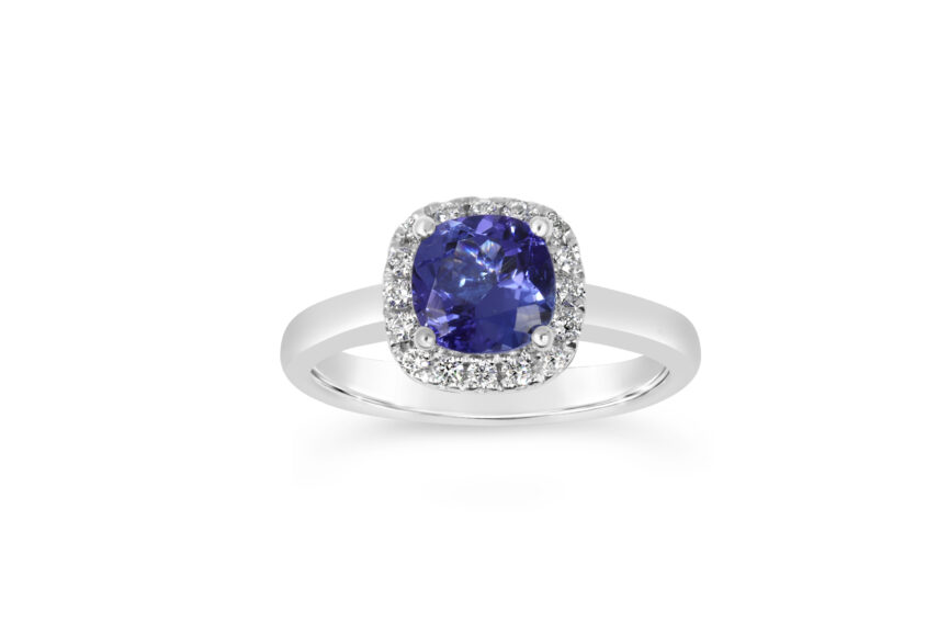 TANZANITE MICRO HALO RING