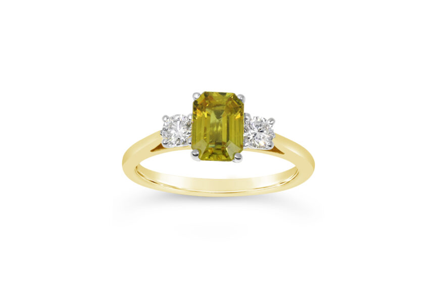 OCTAGON AND ROUND 3 STONE RING