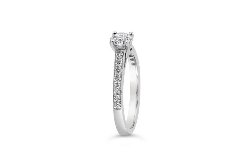 SINGLE STONE WITH PAVE SHOULDERS RING - Image 3