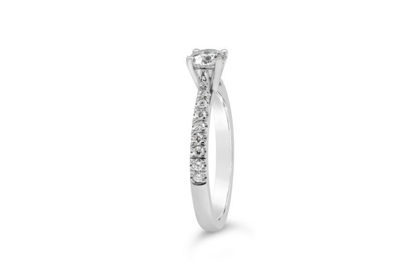 SINGLE STONE ROUND TAPERED MICRO DIAMOND SHANK RING - Image 3