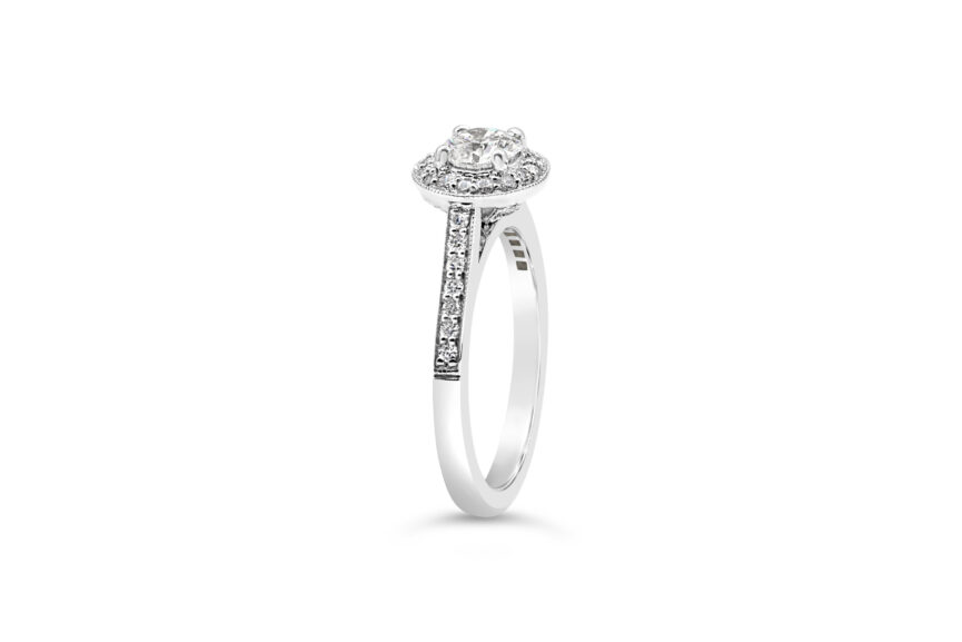 SINGLE STONE PAVE SURROUND DIAMOND RING - Image 3