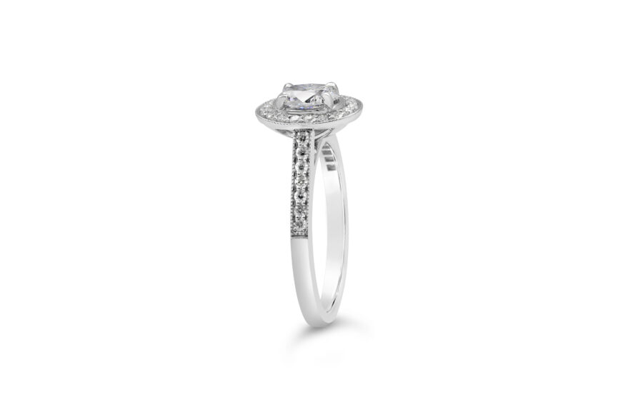 OVAL MILGRAIN CLAW SET CENTRE RING - Image 3