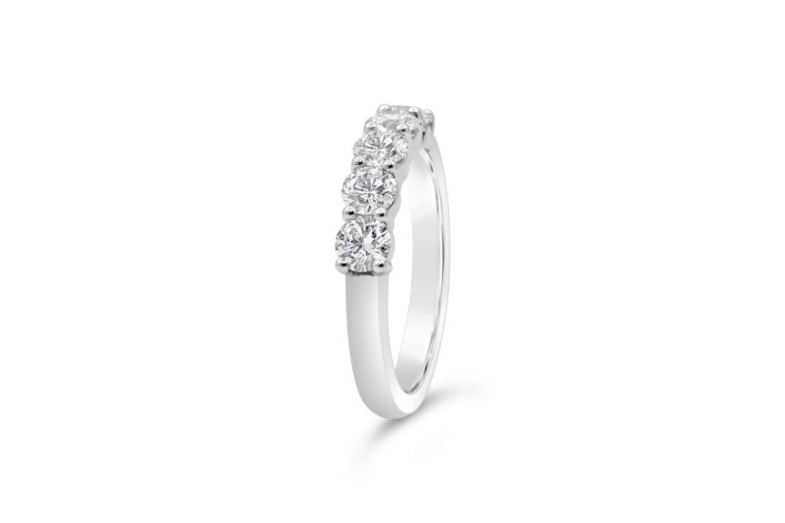 5 Stone Half Eternity Ring - shared claw single gallery - Image 3