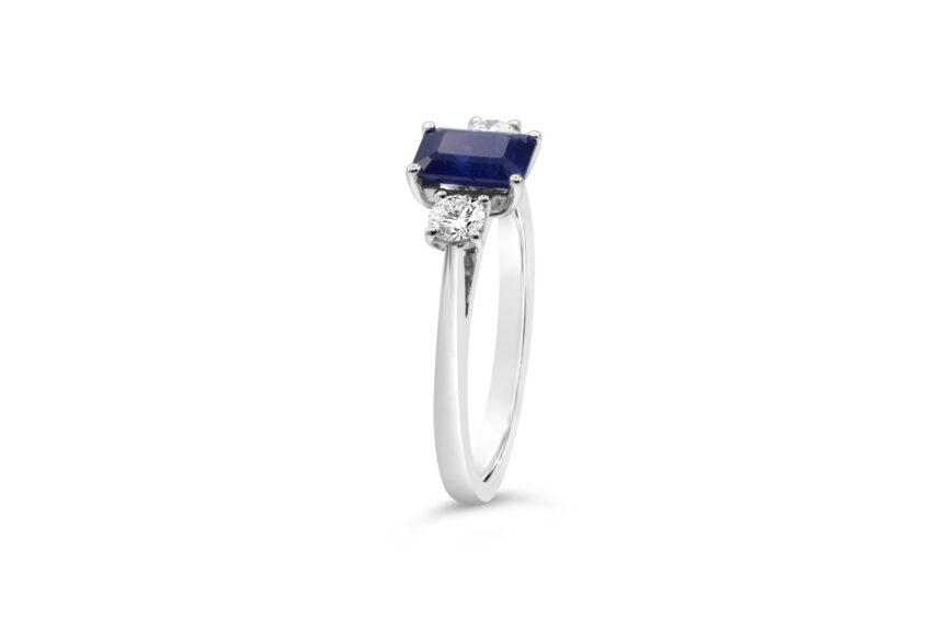 Octagon Sapphire Round Diamond 3 Stone - (WRF) - Image 3
