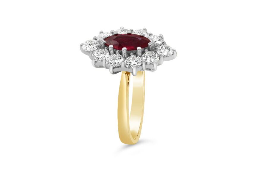 RUBY MARQUISE 10 DIAMOND CLUSTER RING - Image 3