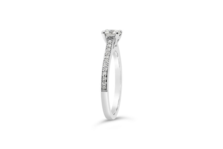 ROUND SINGLE STONE MICRO SHOULDERS RING(WRF) - Image 3