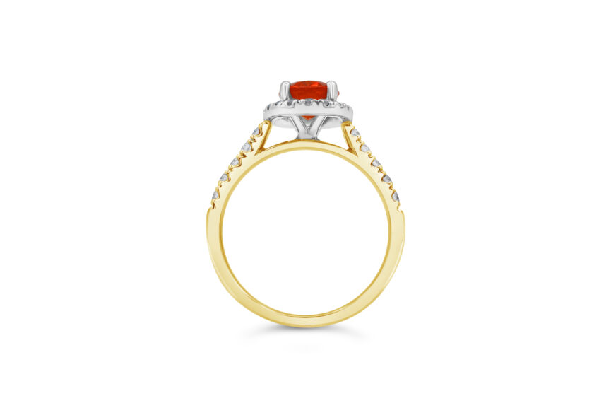 FIRE OPAL AND DIAMOND HALO RING - Image 2